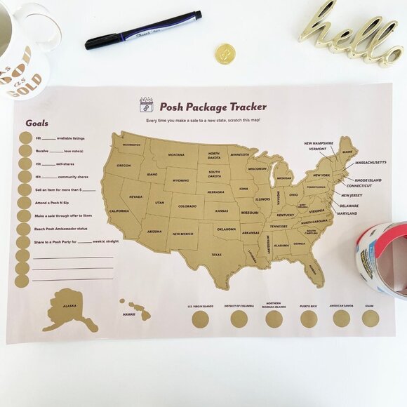 Poshmark sales scratch off map NEW - Picture 1 of 5